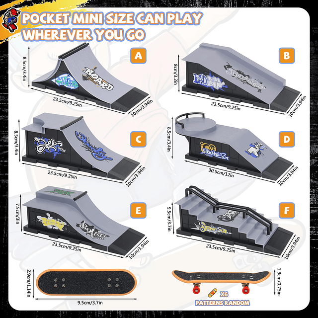 Juego de rampas para monopatines, mini kit de riel para diap