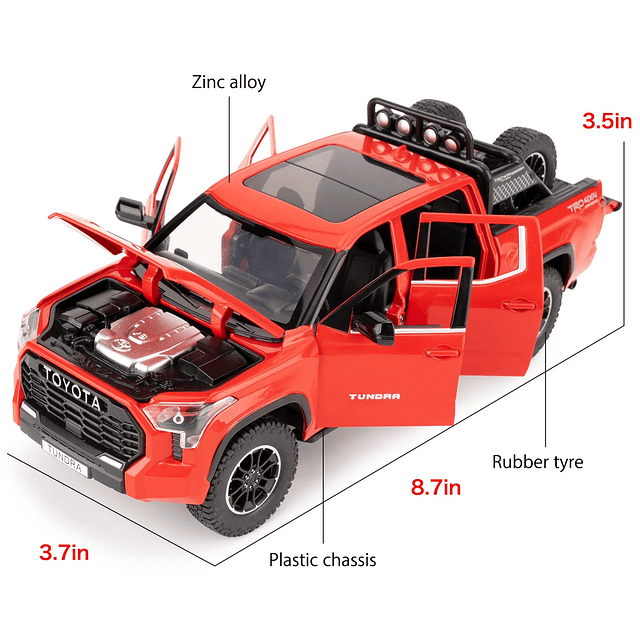 Modelo de auto pickup todoterreno Tundra 1:24, juguete de ca