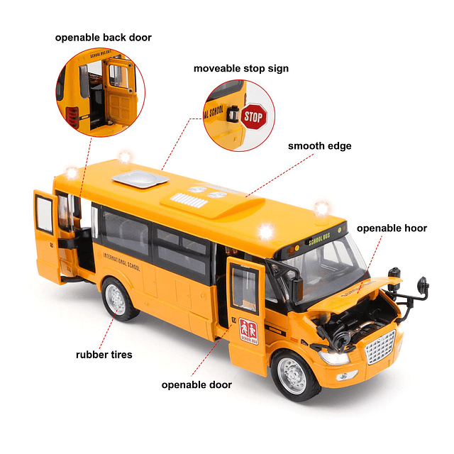 Juguete de autobús escolar para niños pequeños: coches de fu