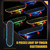 Juego de 6 mini juguetes para dedos iluminados, patinetas pa