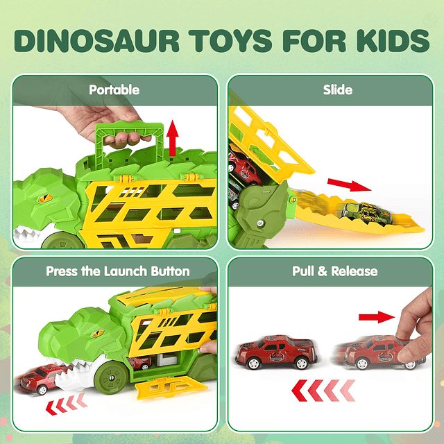 Dinosaur Car Toys para niños 3-5 5-7, 30 piezas Tyrannosauru