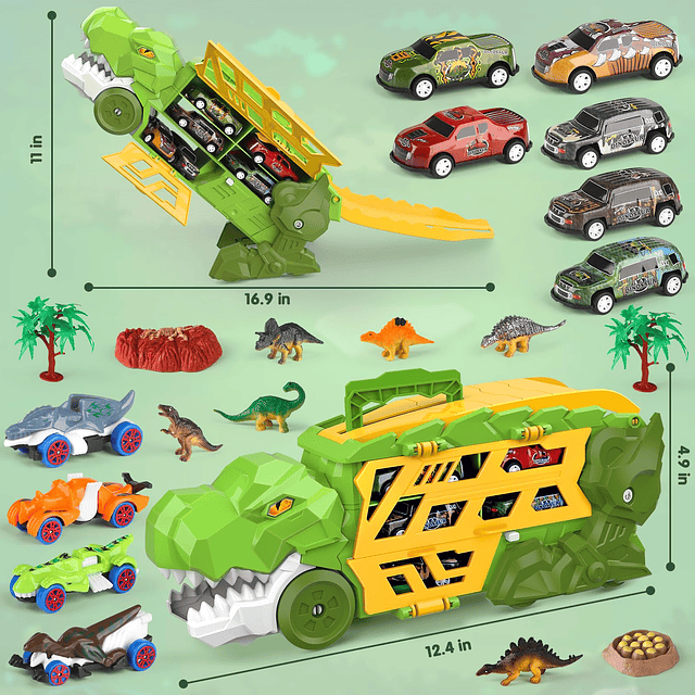 Dinosaur Car Toys para niños 3-5 5-7, 30 piezas Tyrannosauru