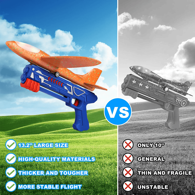 Paquete de 3 juguetes lanzadores de avión, 13.2 pulgadas LED