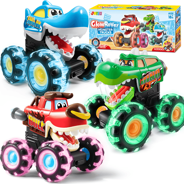 Paquete de 3 juguetes Monster Truck - Coches iluminados acti