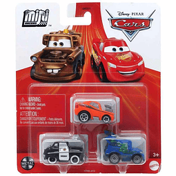 Disney Pixar Cars Mini Racers (Snot Rod - DJ - Sheriff) Paqu