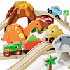 Juego de tren de madera, juego de vías de tren de madera de