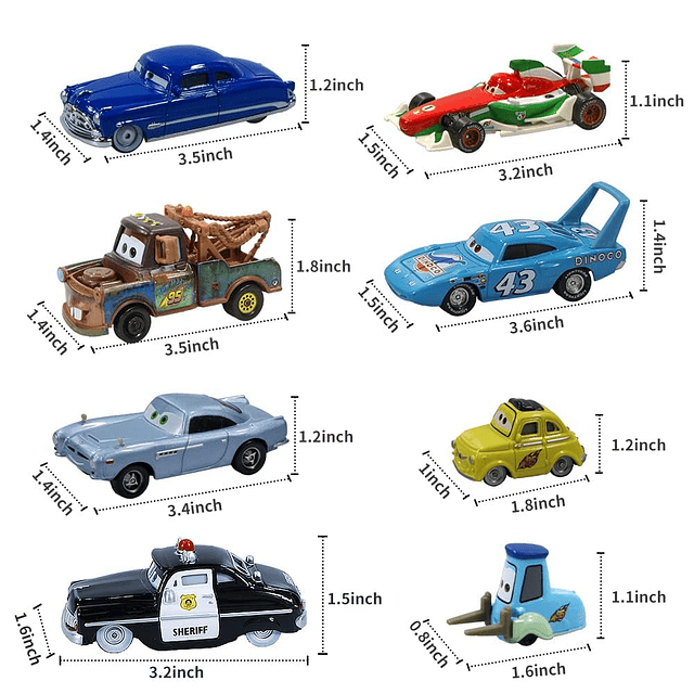 15PCS Car Toys 2 3 Cruz Sheriff The King Car Diecast Toy Set