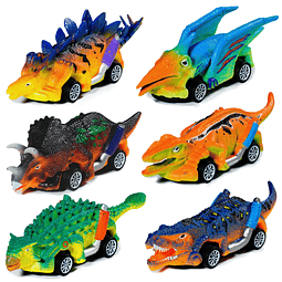 Juguetes de dinosaurios 6 piezas Coches tirados hacia atrás