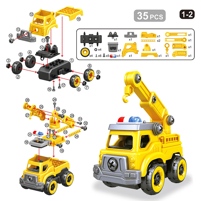 Juguetes de auto desmontables 4 en 1 para niños, vehículo de