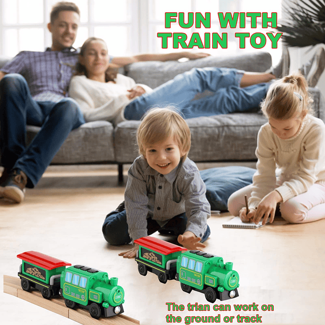 Juego de tren locomotora a pilas para vías de tren de madera