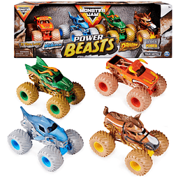 , Power Beasts Paquete de 4 Monster Trucks (El Toro Loco, Me