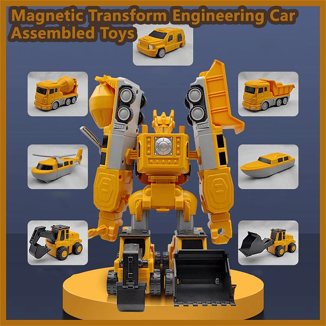 Juguetes ensamblados de coche de ingeniería de transformació