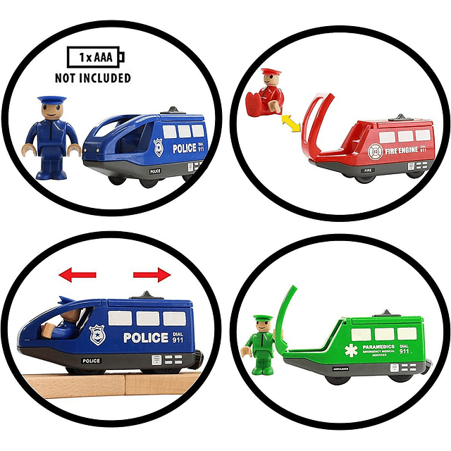 Juego de trenes de madera para niños pequeños, trenes de res