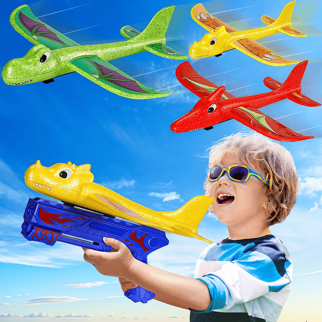 Paquete de 3 aviones de espuma de dinosaurio, regalos para n