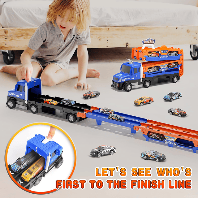 Truck Race Track Toys para niños, pista de carreras de 55 pu