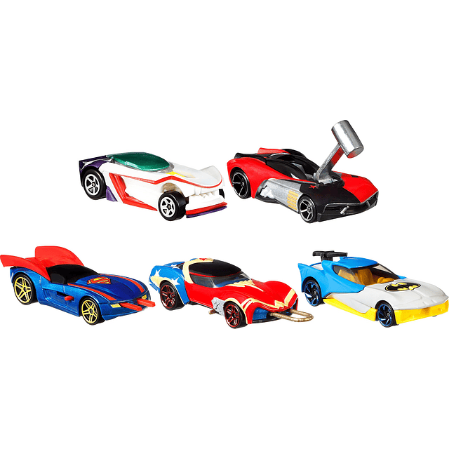 Toy Cars Paquete de 5, juego de 5 autos de personajes de DC