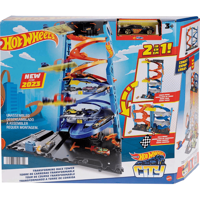 City Toy Car Track Set, Torre de carreras transformadora, ca