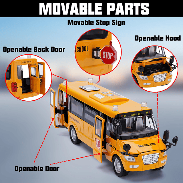 Juguete de autobús escolar, coches modelo de 9 pulgadas, con