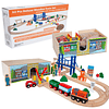 ORBRIUM Juego de Trenes de Madera de Lujo de 52 Piezas con C