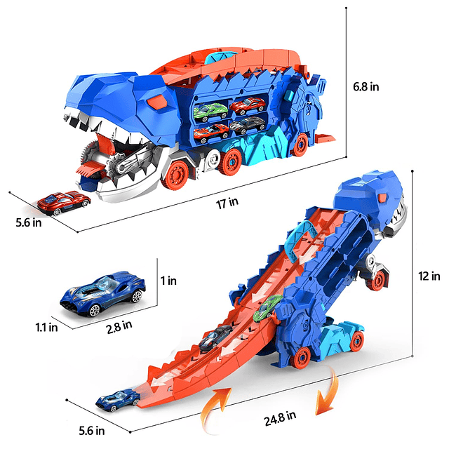 City Dinosaur Ultimate Hauler Track Toy para niños, se trans