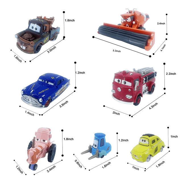 Coche de Juguete 2 3 Personajes 7 Piezas Coche Diecast Frank