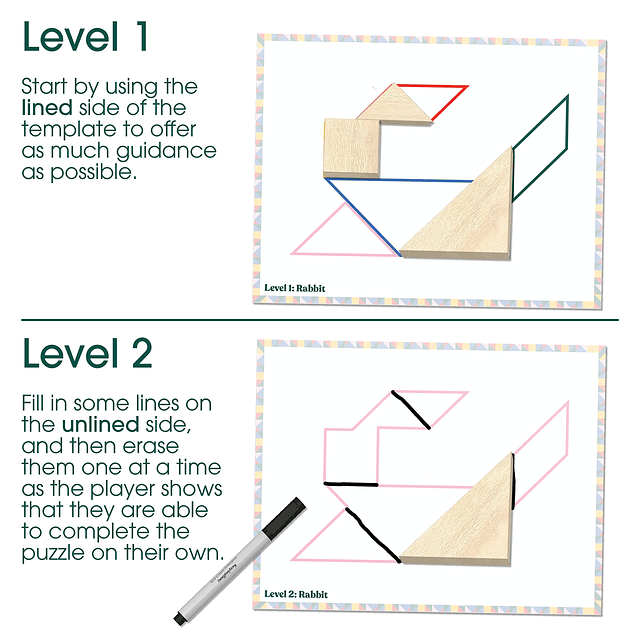 Mantener ocupado el juego Tangram con plantillas | Actividad