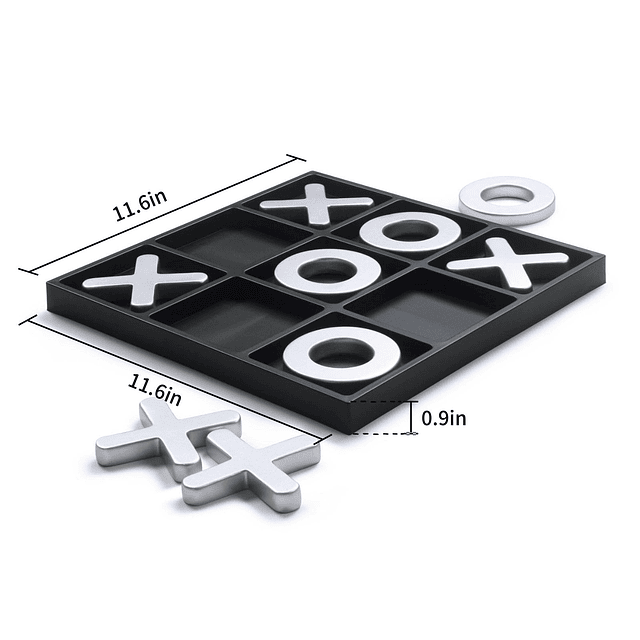 Juegos de Tic Tac Toe, Plata texturizada de 11,6 pulgadas, J