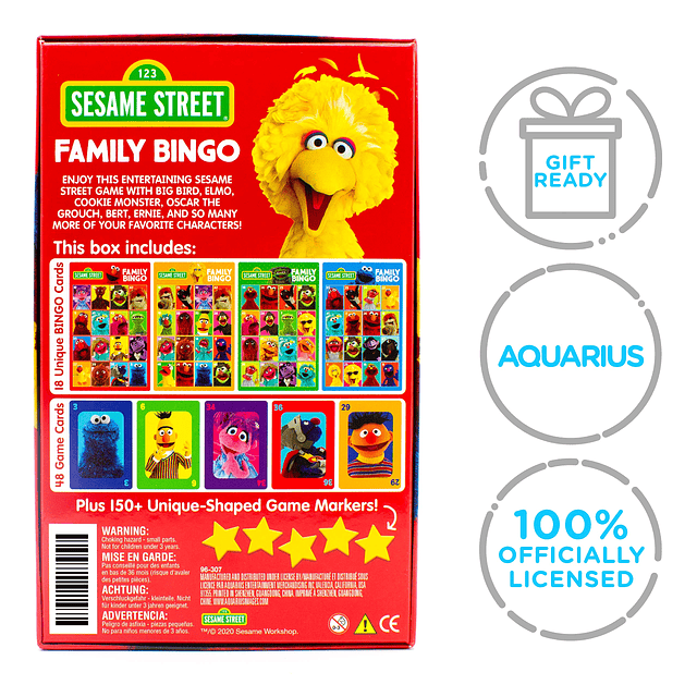 ACUARIO - Juego de bingo familiar de Barrio Sésamo