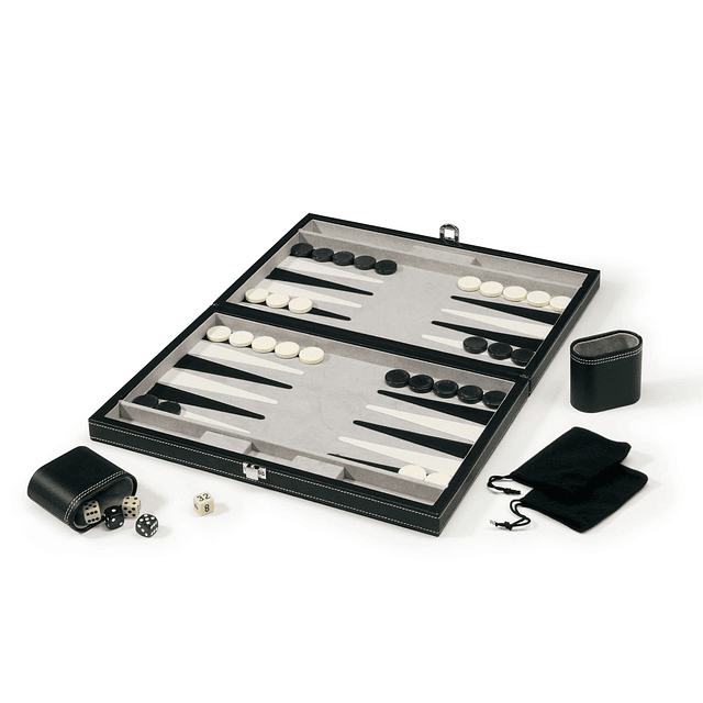 Juego de mesa de backgammon de 15 pulgadas, negro/blanco