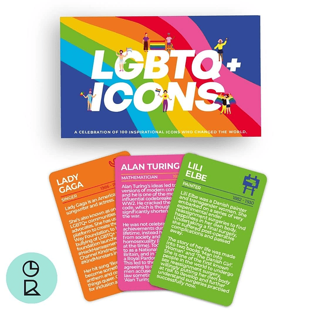 Tarjetas de iconos LGBTQ+ de historias extraordinarias de a