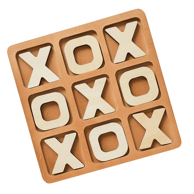 Juego de Tic Tac Toe, tablero de Tic Tac Toe de madera natur