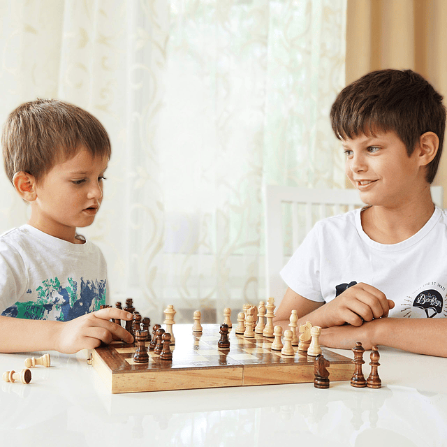 Juego de ajedrez magnético de madera para niños y adultos –