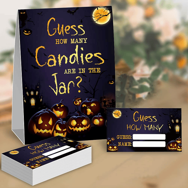 Adivina cuántos caramelos, tarjetas de juego para fiesta, di