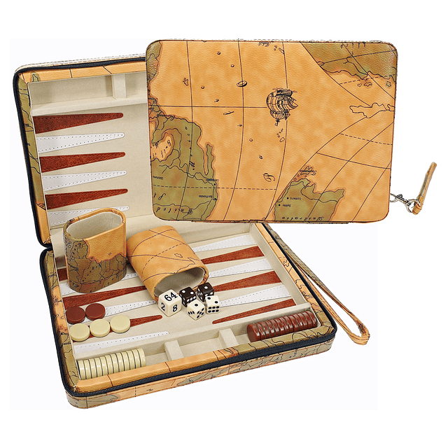 Tablero de backgammon estilo mapa magnético y correa de tran