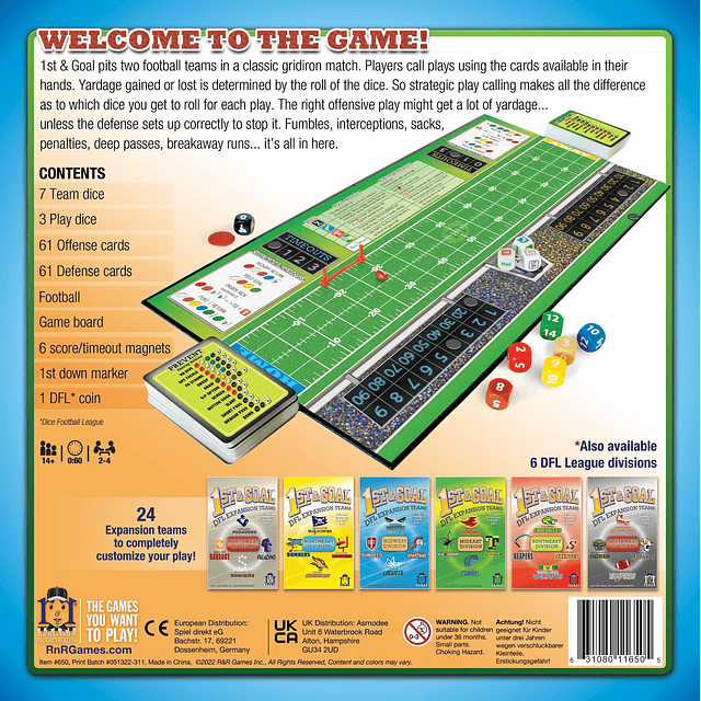 1st & Goal, Juego de mesa de fútbol para adultos y niños, Ju