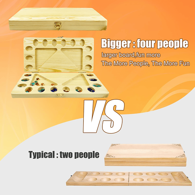 Juego de mesa Mancala para 4 jugadores, madera maciza plegab