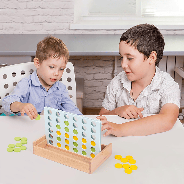 Juego de madera de 4 en fila para niños y adultos - Juego de