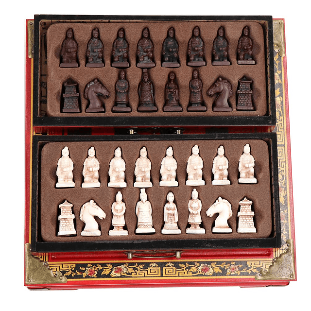 Juego de ajedrez retro de guerreros de terracota para niños