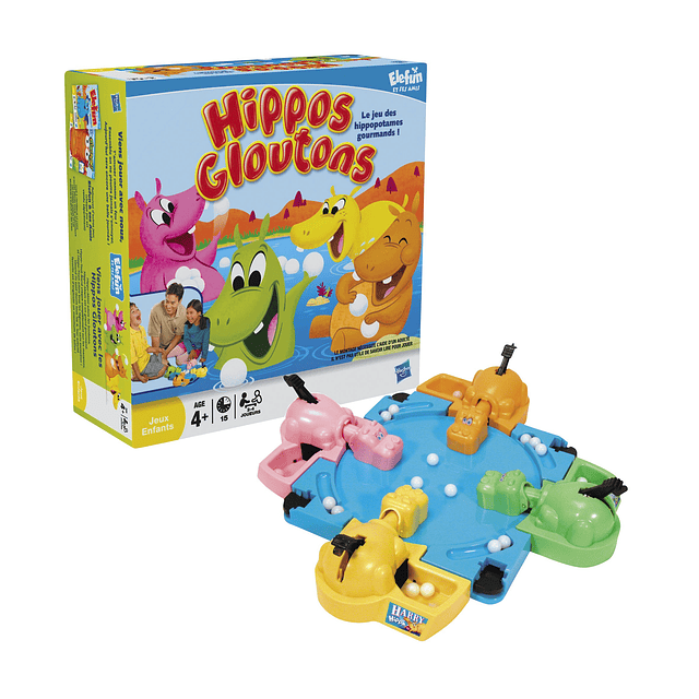 El empaque del juego de mesa Hungry Hungry Hippos puede vari