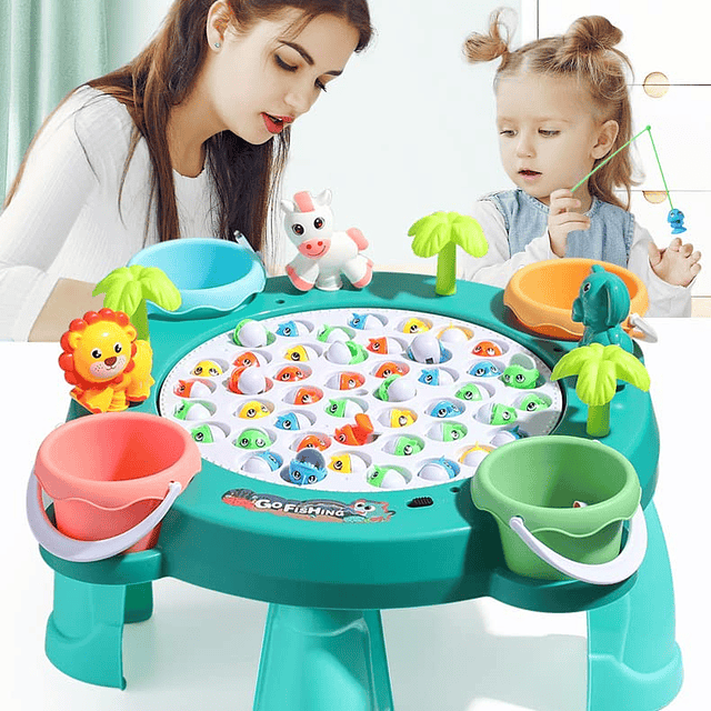 Juego de juguetes de pesca, mesa de juegos para niños con ta