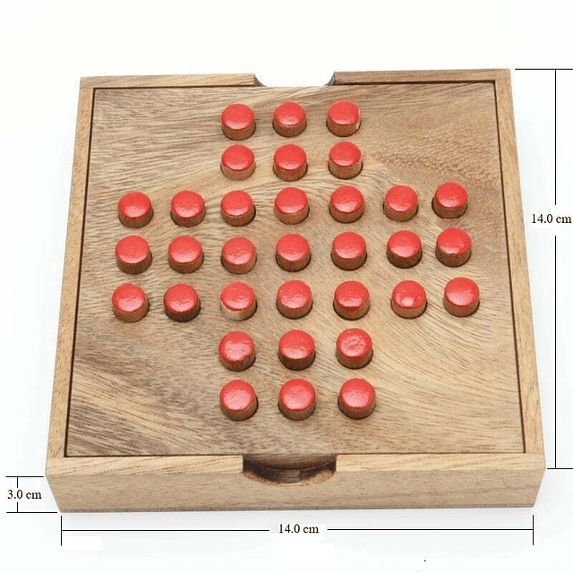 Juego de Solitario de Madera Grande 5.5x5.5x1.3 pulgadas