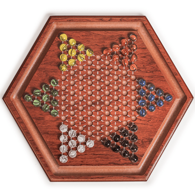 Juego de mesa Halma de damas chinas de madera - 13,6 pulgada