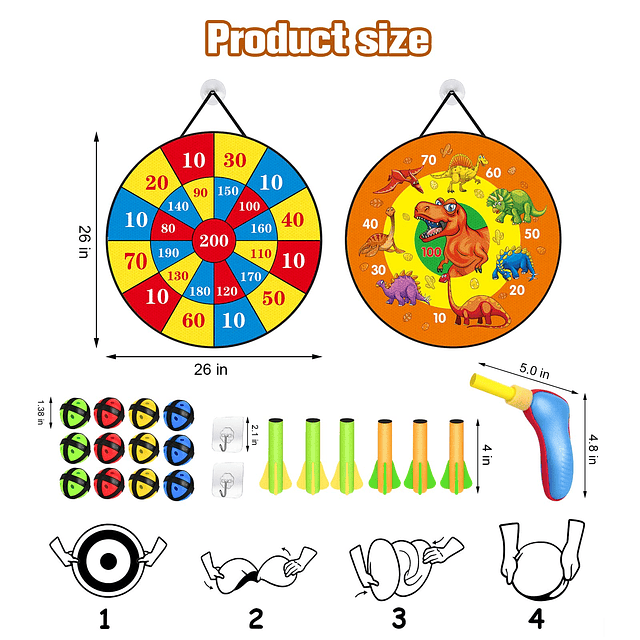 Tablero de dardos para niños de 26 pulgadas, juegos de mesa