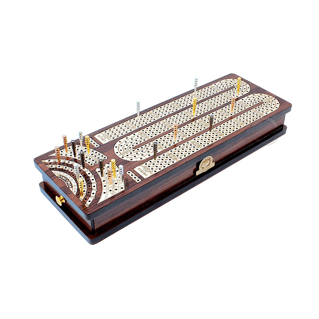 - Tablero/caja de cribbage continuo con incrustaciones de pa