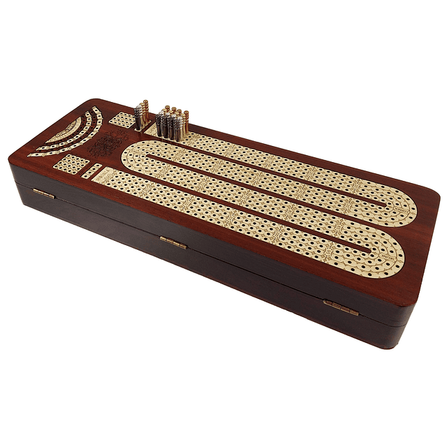 Tablero de cribbage continuo de 4 pistas de 14" con almacena