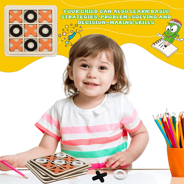 12 juegos de madera para niños Tic Tac Toe juego de mesa de