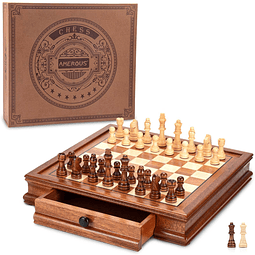 Juego de ajedrez magnético de madera de 12.5 x 12.5 pulgadas