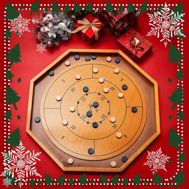 Juego de mesa clásico Crokinole de 28 pulgadas con 30 discos