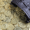 100 monedas de fantasía de metal con bolsa de cuero falso de