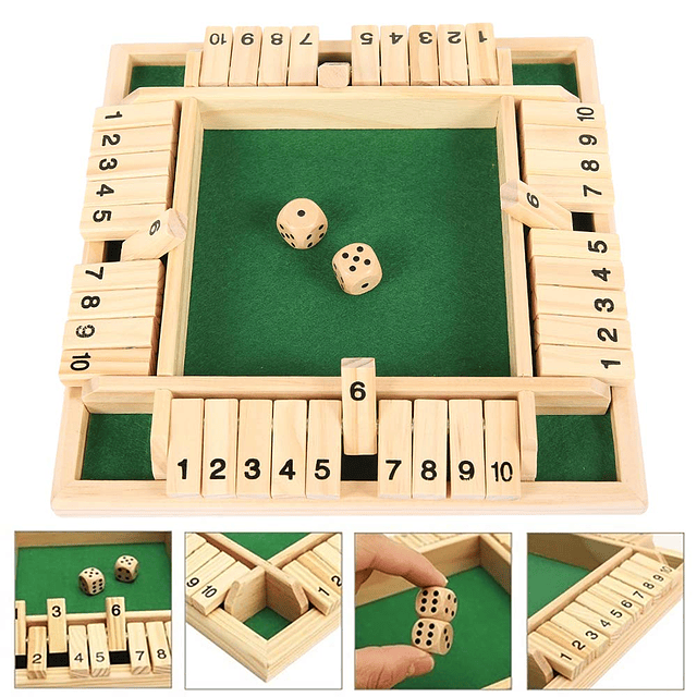 Juego de dados Shut The Box, juego de matemáticas de mesa de